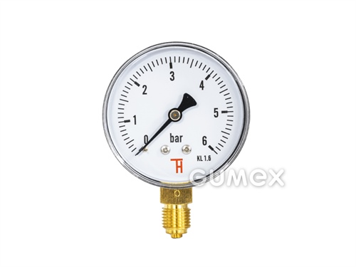 Standard Manometer mit dem Anschluss unten, 63mm, Außengewinde G 1/4", 0-6bar, -40°C/+60°C, 